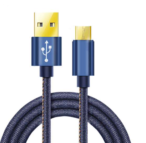 新款USB对micro usb牛仔布数据线 安卓手机数据线厂家报价