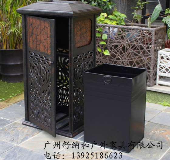 高端大气铸铝垃圾桶 配镀锌白铁皮内胆