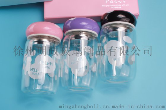 蘑菇杯玻璃杯水杯便携耐热花茶男女士学生创意可爱带盖茶漏随手杯