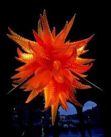 橘色牛角管吊灯chihuly玻璃吊灯