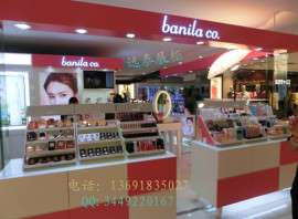深圳高档白色烤漆透光LOGO亚克力灯化妆品展示柜