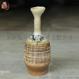 高颈陶瓷花瓶摆件客厅插花装饰创意粗陶古朴纯手工台面插花台面防真花