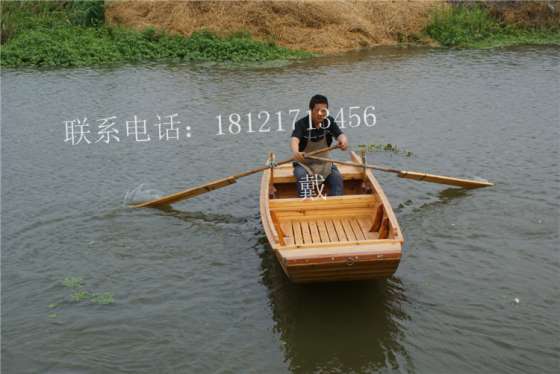 小渔船 浙江公园景区木制双桨手划船 传统小木船 户外钓鱼船 河道清洁船