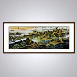 客厅装饰画万里长城国画山水画风水画大幅风景画办公室客厅字画人民大会堂挂画壁画 万里长城四尺卷轴