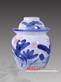 青花瓷酸菜坛子 定做加印logo坛子 四川泡菜坛
