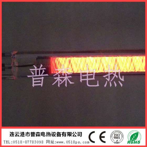 透明石英加热管通电效果图-全纺织碳素加热管
