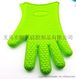 现货 加厚硅胶手套 微波炉隔热五指手套 耐高温防烫烘焙手套 单只装_1