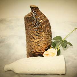 金色白色陶瓷花瓶摆件现代简约客厅干花插花花器创意茶几餐桌装饰品
