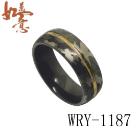 全弧电黑开槽槽电金镭射钨钢戒指