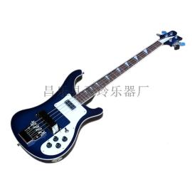【暗蓝色电贝司 工厂定制 白色护板 4弦22品 可按要求定制
