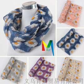 MRF-12 菊花图案90X180巴厘纱女士长巾围脖