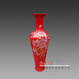 中国红牡丹礼品大花瓶多少和艺图片