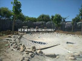 乌海千层石假山，水泥假山设计，仿木大门制作，古建设计施工—河北诚信园林