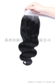 许昌瑞贝佳8A100%真人发丝自然色body wave4*4蕾丝发块真人发8-20inch自由分