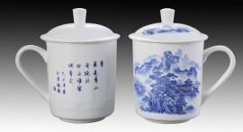 景德镇陶瓷杯子，青花瓷杯子，定做杯子