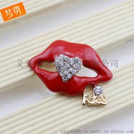 kiss嘴唇手机美容贴钻diy材料 苹果6S/6plus水钻手机壳饰品配件