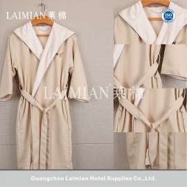 莱棉厂家供应酒店布草 全棉舒适面料浴衣 珊瑚绒带帽浴袍睡衣 男女通用