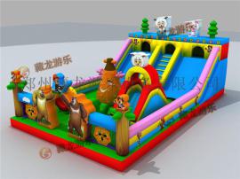 定做充气城堡广场儿童淘气包，充气蹦床现货，新款熊出没充气大滑梯