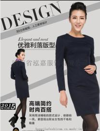 泓家 2015秋冬新款韩版女装修身职业长袖连衣裙显瘦藏打底裙