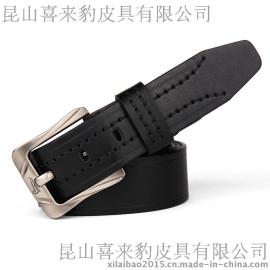 喜来豹疯马皮腰带原古疯马皮男士皮带复古百搭休闲真皮头层皮