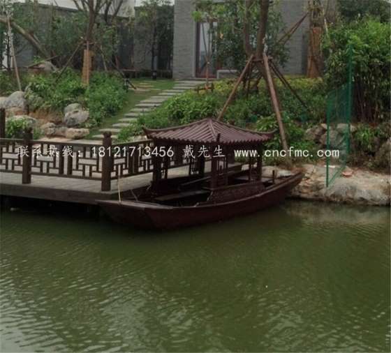 楚风木船出售江苏张家港湿地公园旅游船观光船木质手划船