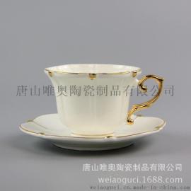 欧式金珠咖啡杯碟 定制骨瓷下午茶礼品杯碟套装 批发陶瓷水杯