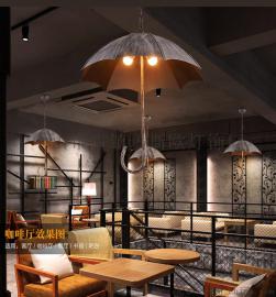 北欧工业复古创意loft雨伞吊灯 餐厅展厅酒吧咖啡店装修铁艺灯饰MS-P6102
