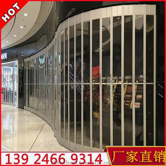 深圳订制批发水晶折叠门弧形侧向推拉门 透明电动水晶卷帘门