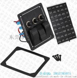 DC12V 3LED指示灯带保险丝断路器船型组合开关 带过载保护器翘板组合开关
