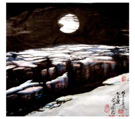 画家马振原创国画（油画）西北风光系列之《雅丹冬月》