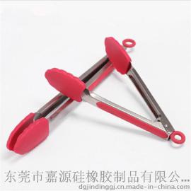 拉扣硅胶食品夹 烘培不锈钢面包夹 硅胶烧烤夹