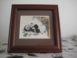 熊猫蜀锦镜框 蜀锦蜀绣 成都特色礼品 四川文化礼品