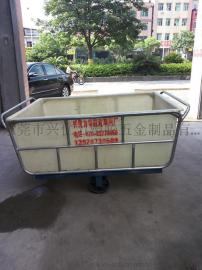 耐腐蚀玻璃钢方桶推布车 织造厂用四轮染织周转推布车