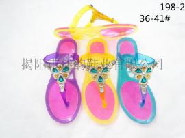揭阳厂家供应女款滴油多层色水晶拖鞋