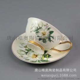 咖啡杯碟套装 骨质瓷欧式包金咖啡杯 定制陶瓷礼品茶水杯子加logo