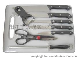 KP0012  优质不锈钢 PP柄  厨房9件套带塑料菜板  厨房用具