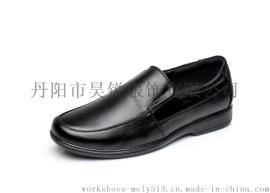 昊锐工作鞋厂家直供软皮男士商务套口休闲防滑耐磨橡胶底皮鞋1866-2