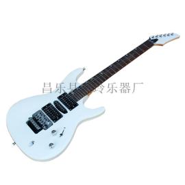 【工厂白色电吉他 双摇24品 白色超薄琴身 可按要求定制颜色款式