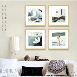 荷之韵新中式 现代有框装饰画 酒店套房客厅挂画沙发卧室背景墙画