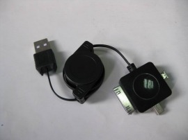 方块三合一手机USB伸缩线