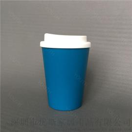 Youth供应350ML翘盖塑料咖啡杯 双层防烫咖啡杯 小巧便携咖啡杯