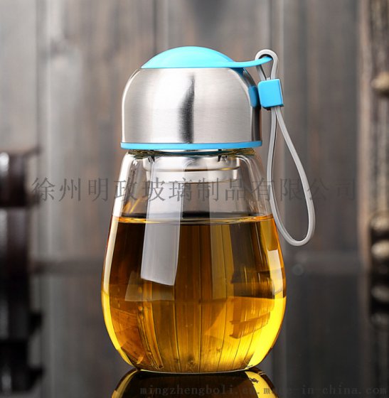 创意玻璃杯便携可爱学生水杯女随手杯韩国企鹅杯带盖茶杯过滤杯子