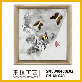 集恒实物画立体画手工画水墨中式高级会所样板房必备星级酒店挂画SM0040400102