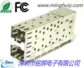 供应高品质SFP连接器2x1无导光柱，双层SFP光纤连接器，光纤交换机模块