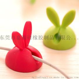 韩国兔耳朵理线器 硅胶线卡 粘胶数据线固定器固线器