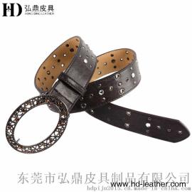 时尚经典打水钻打钉打孔女装真皮腰带HD3042