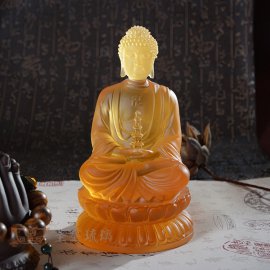 琉璃三宝佛汉传琉璃药师如来佛托塔琉璃佛像