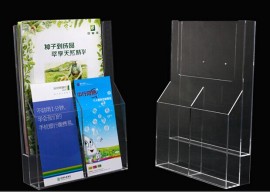 订做证券公司有机玻璃宣传栏宣传资料架 附带名片盒资料架