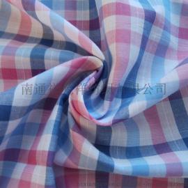 现货供应60s全棉彩色府绸布 多色格子色织休闲衬衫衣服面料批发