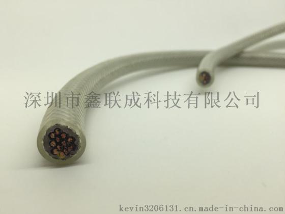 压铸设备SY透明屏蔽电缆 透明护套 镀锡铜编织 机器人应用透明电缆